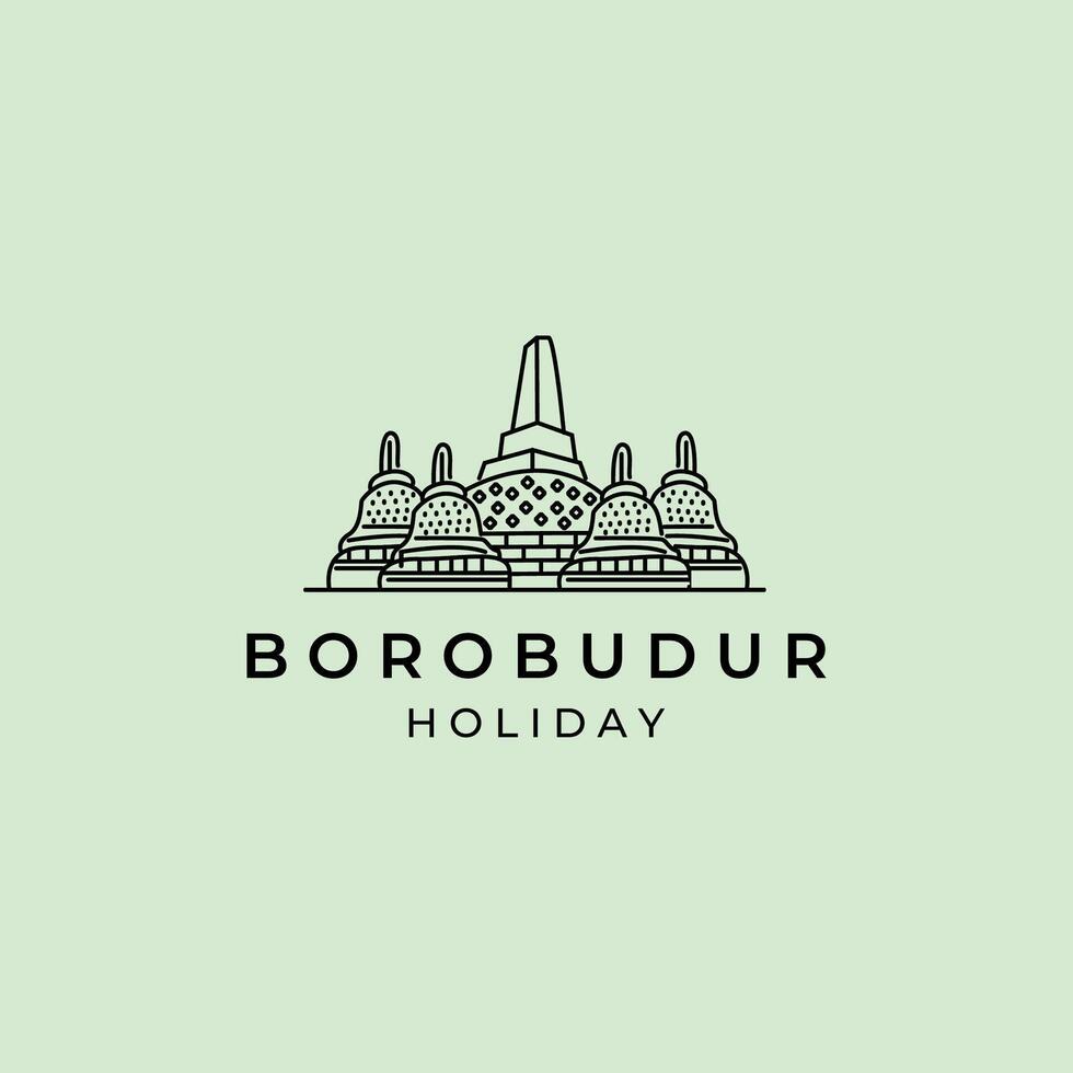line art borobudur minimalist logo design vector