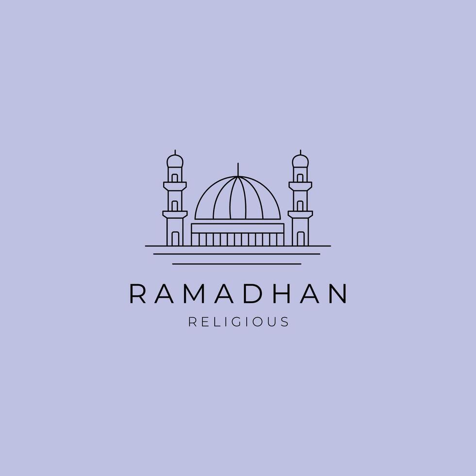 al aqsa mosque minimal logo symbol illustration design, al-isra wal-mi'raj masjidil al-aqsa line art design vector