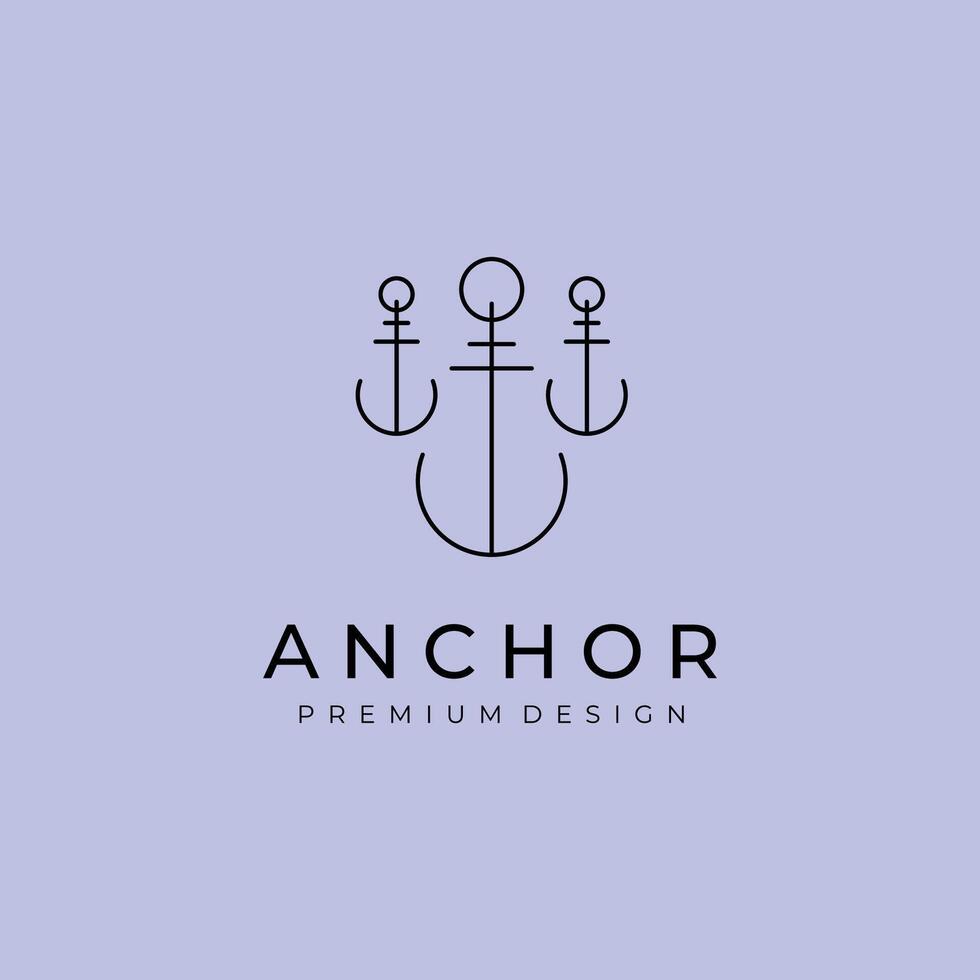 line art simple anchor logo illustration design vector
