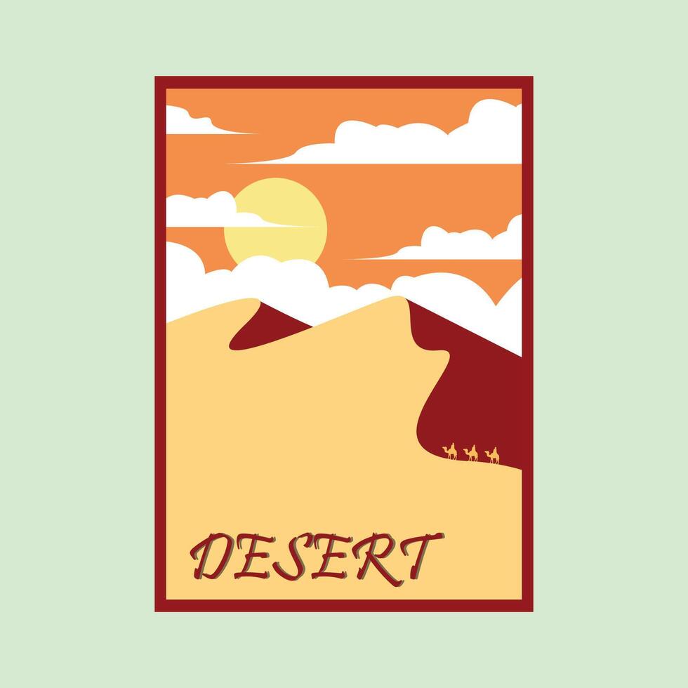 desert landscape view vintage poster illustration design vector