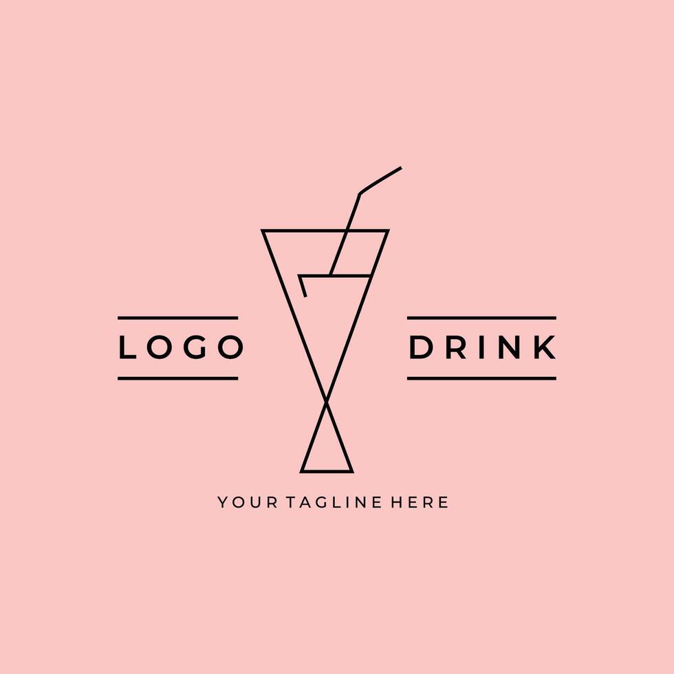 line art drink minimalist logo design vector