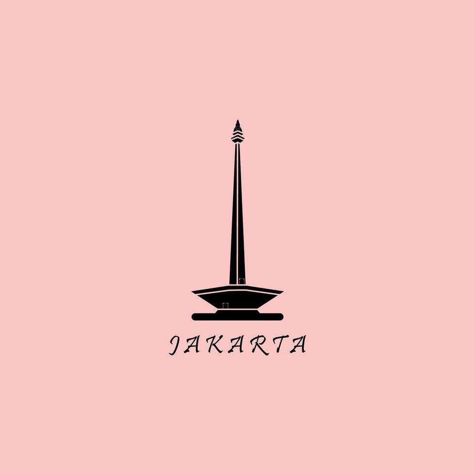 monas jakarta vintage retro minimalist logo illustration design vector