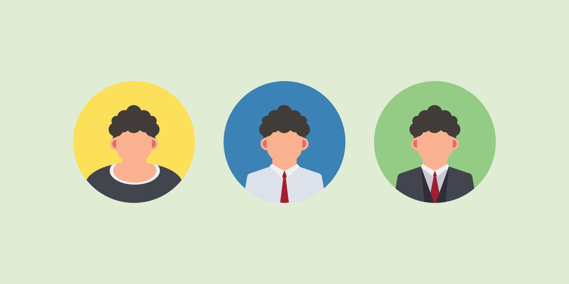avatar profile head silhouette avatar, profile icon. Male development Avatar profile picture icon. Cute and simple 3D cartoon modern illustration, Portrait of multiethnic people. Employee avatar, vector
