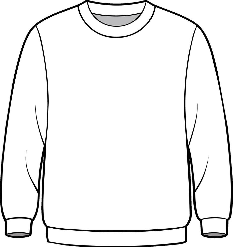 template white sweatshirt mockup, illustration flat design outline vector
