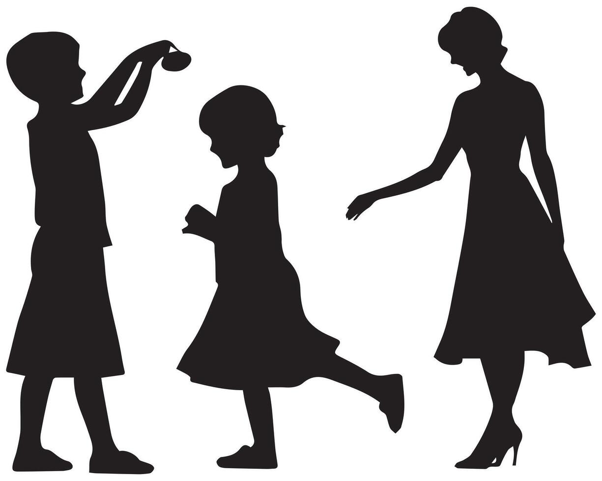 family silhouette white background vector
