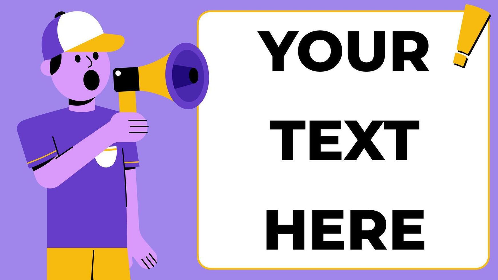 Announcement Ads Advertising Flat Illustration Concept - Man Teen Announce with Megaphone Bullhorn vector