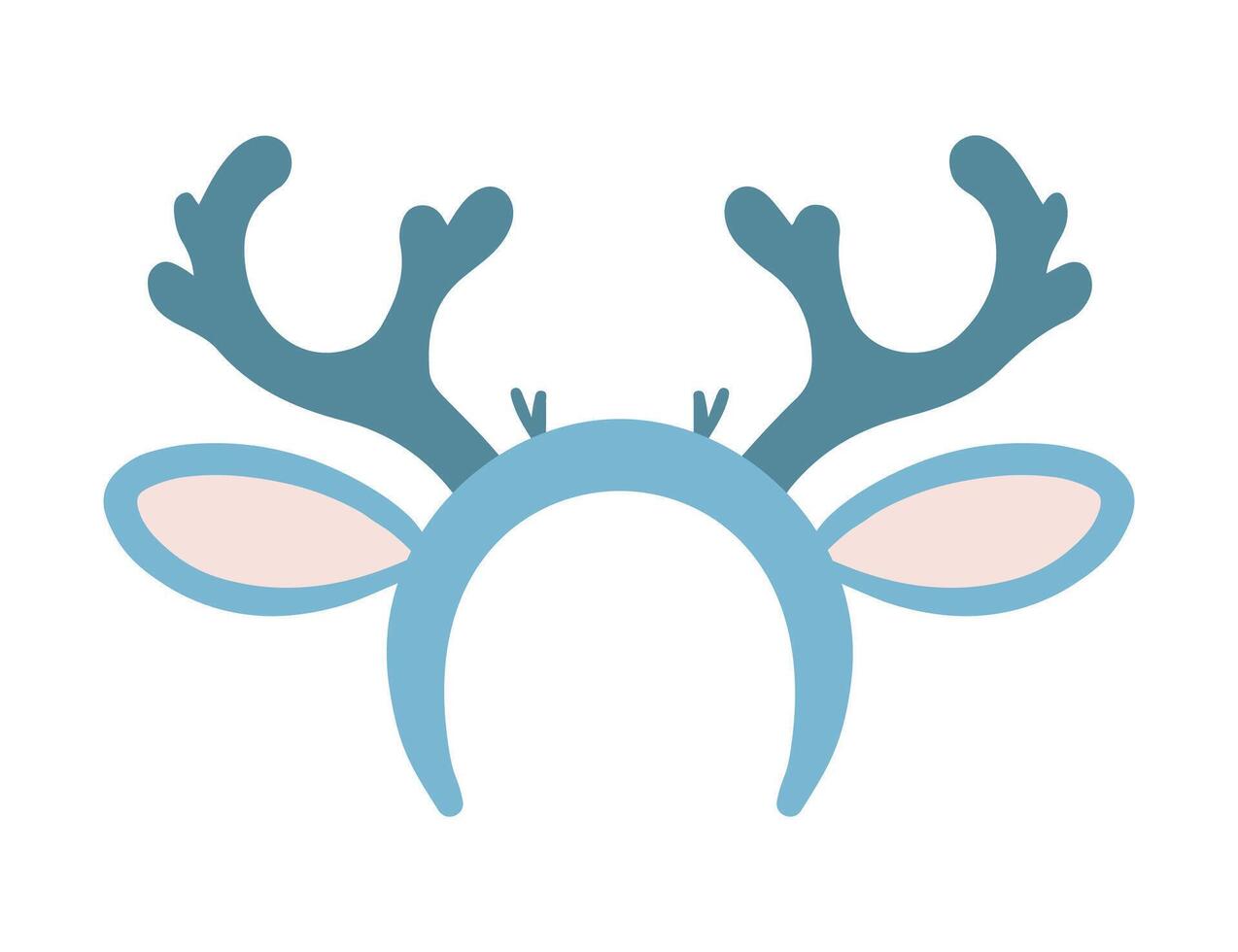 Cartoon Reindeer Antlers Headband. Isolated Christmas illustration on White Background. Pastel Blue and Pink colors. Cute Accessory for New Year Party or Christmas Decoration vector