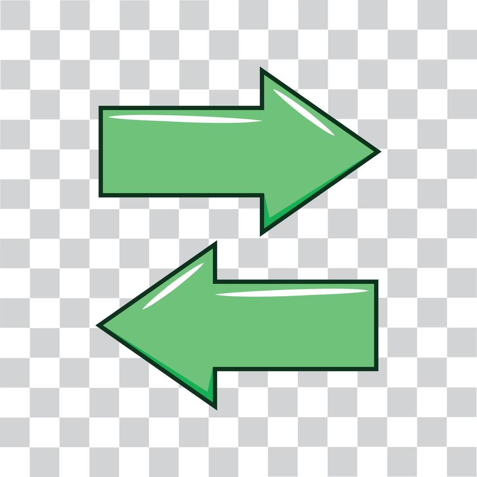 left and right or back and forth arrow flat icon for apps and websites green color arrow vector