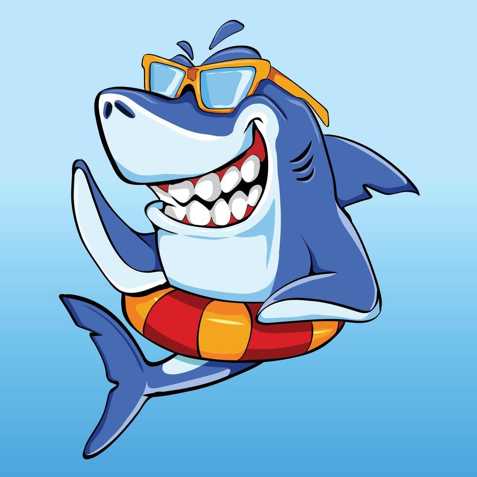 Shark Cartoon for Summer Illustration vector