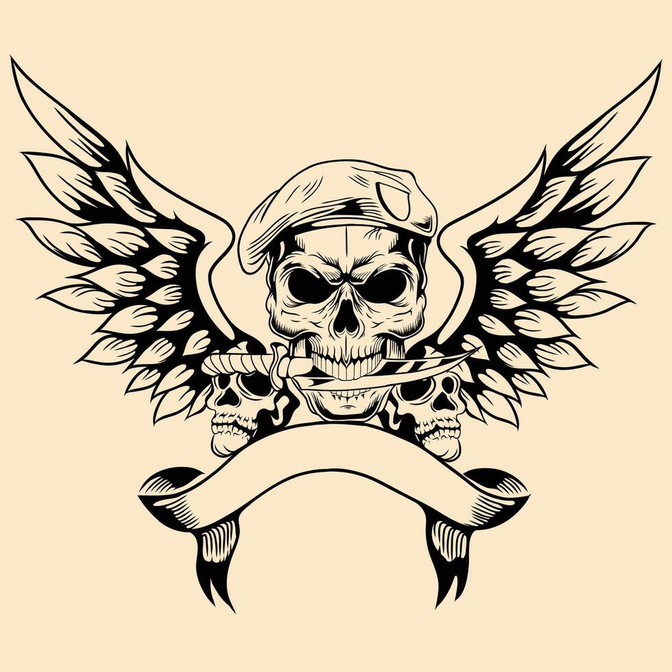 Skull Wings Tattoo Design vector