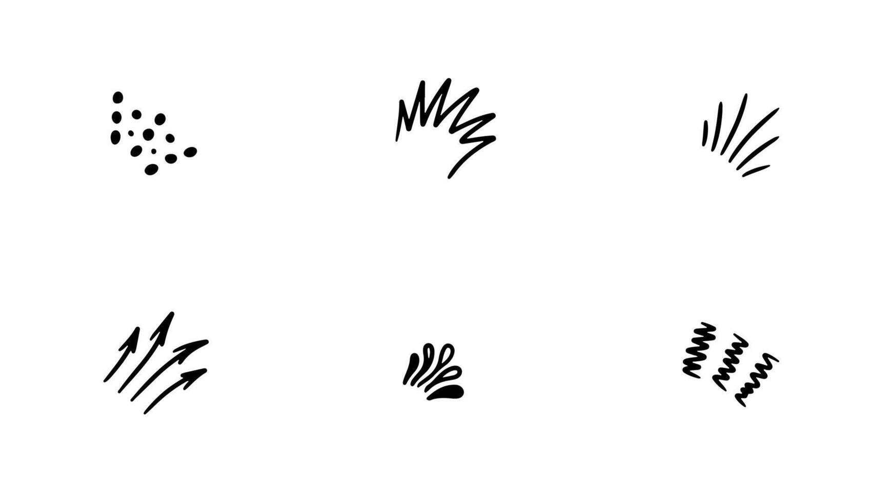 Doodle sparkle ray elements. Hand drawn pop surprise line frame for title headline illustration. vector