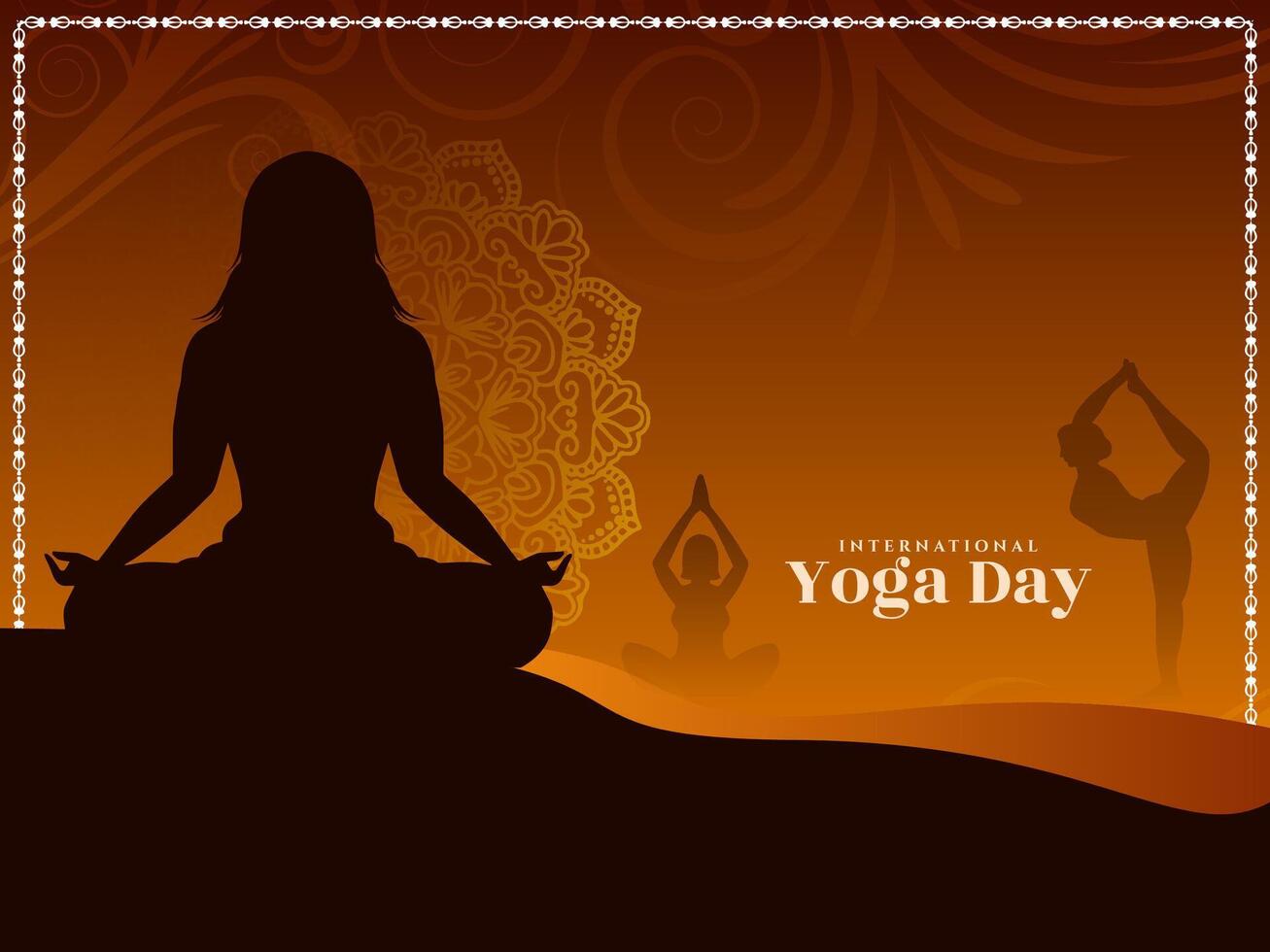 21 june International Yoga day celebration greeting beautiful background vector