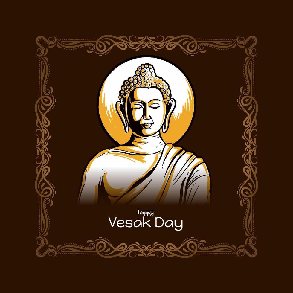 Happy Buddha purnima or Vesak day festival greeting card vector