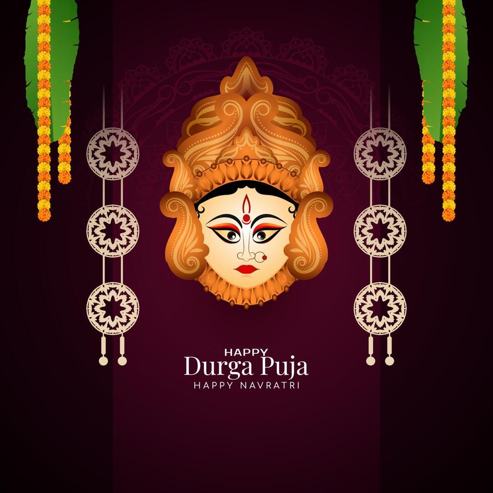 Indian traditional Happy Durga puja and happy Navratri celebration background vector