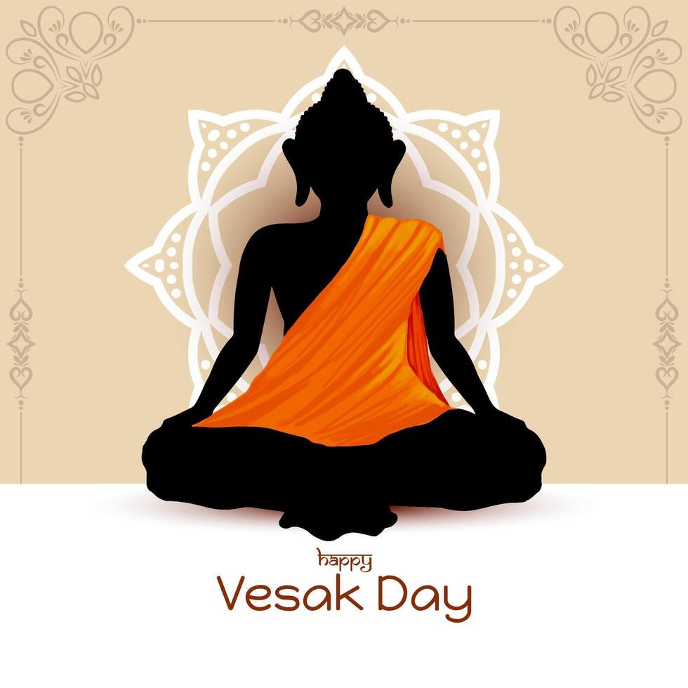 Happy Vesak day or mahavir jayanti background with lord buddha vector