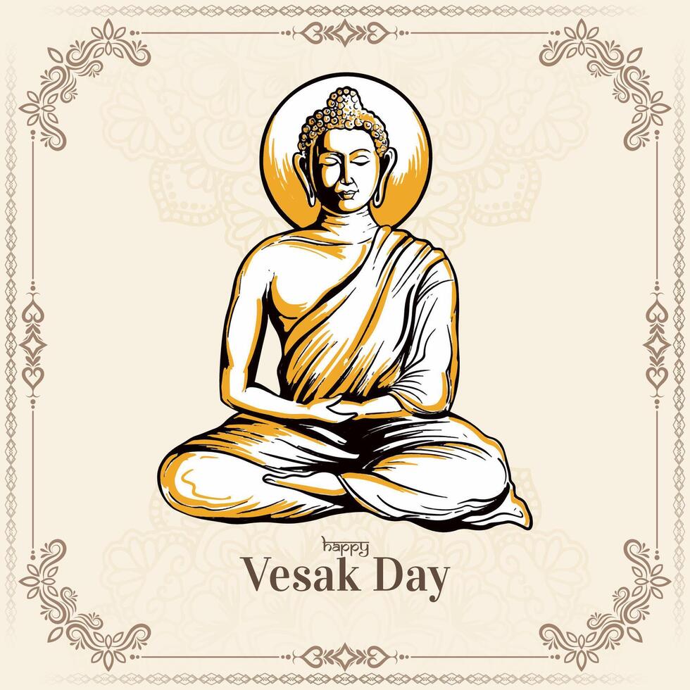 Beautiful Happy Vesak day or buddha purnima festival card design vector