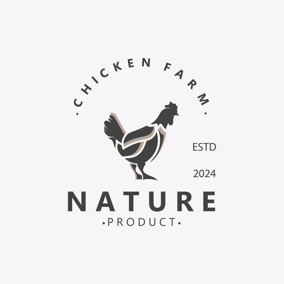 Chicken Farm logo design, animal icon for groceries, butcher shop, farmer market lifestock template vector