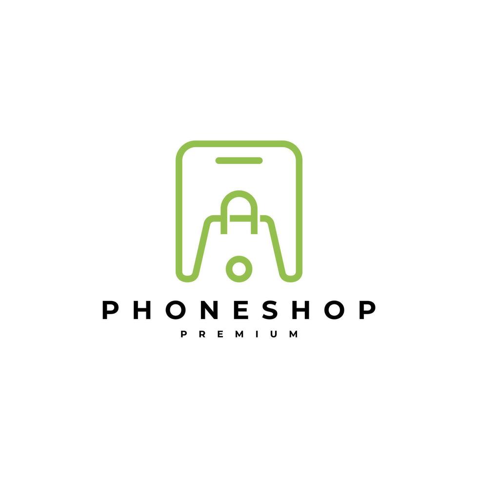PHONE SHOP OUTLINE COMMERCE LOGO ICON ILLUSTRATION vector