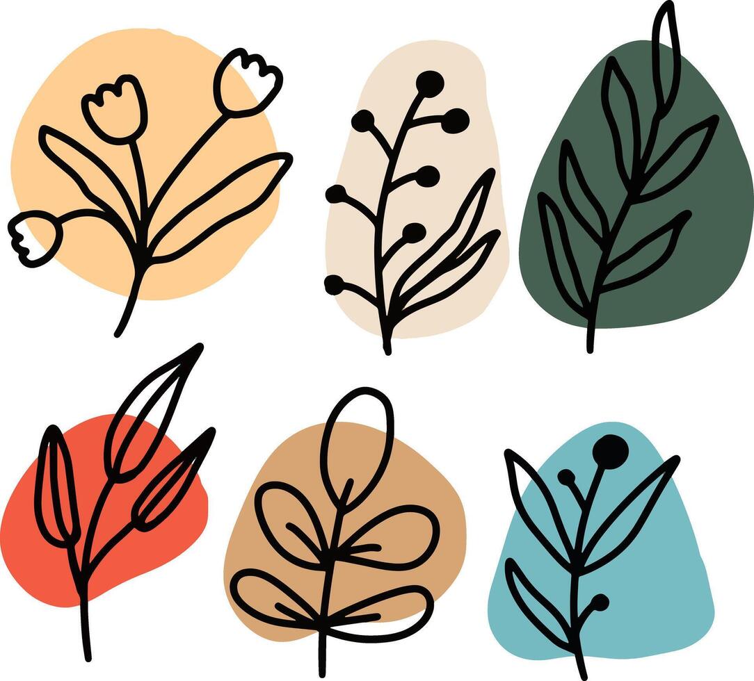 boho flower and leaf design for templates. vector