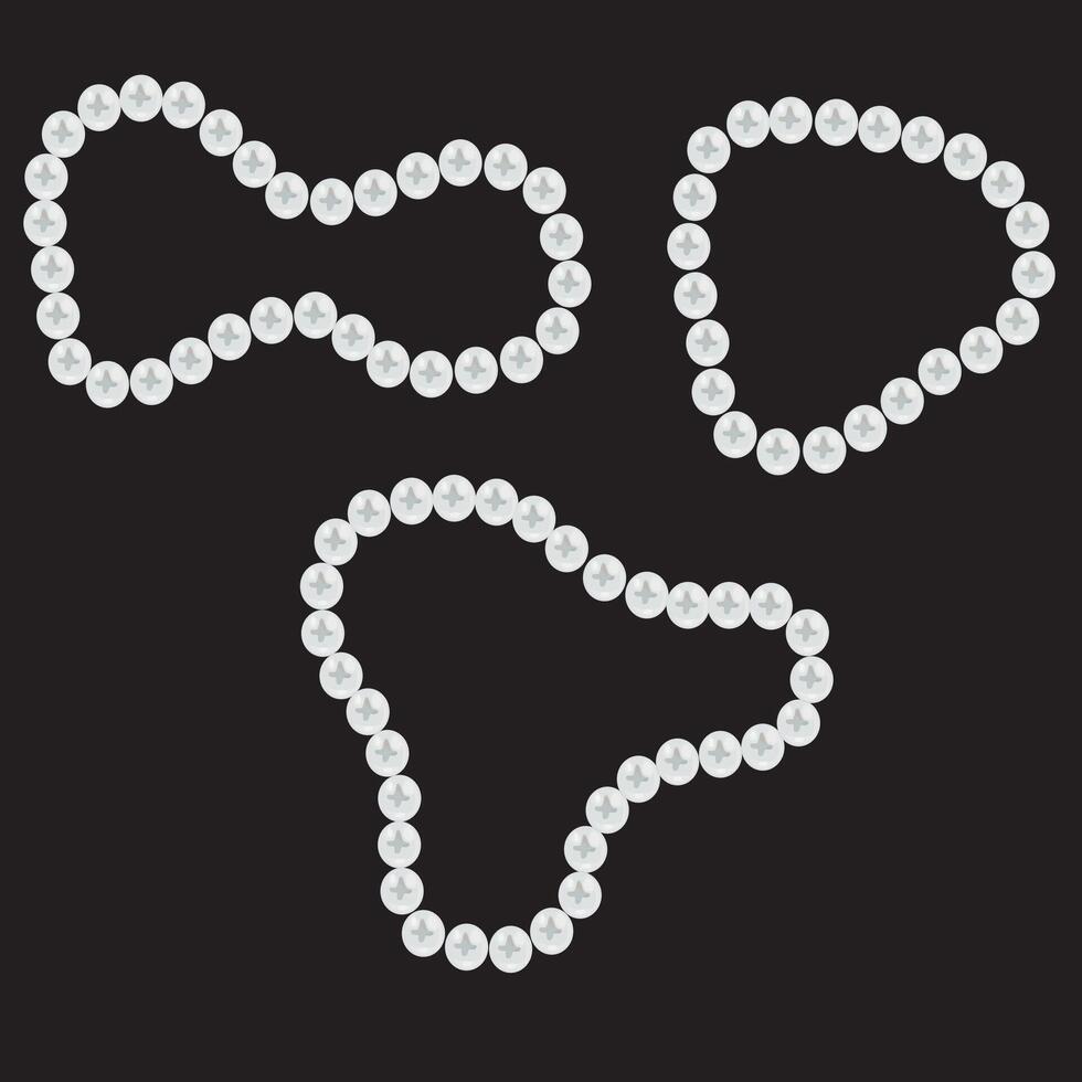 Pearl necklace on a black background. Seamless pattern. illustration. vector