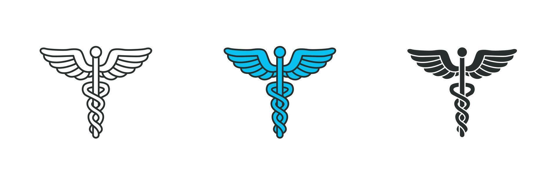 Caduceus Icon. Medical or Healthcare theme symbol illustration isolated on white background vector