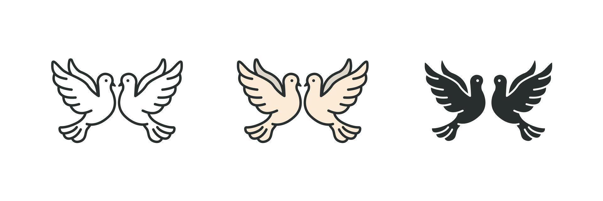 Pair of Dove Icon symbol illustration isolated on white background vector
