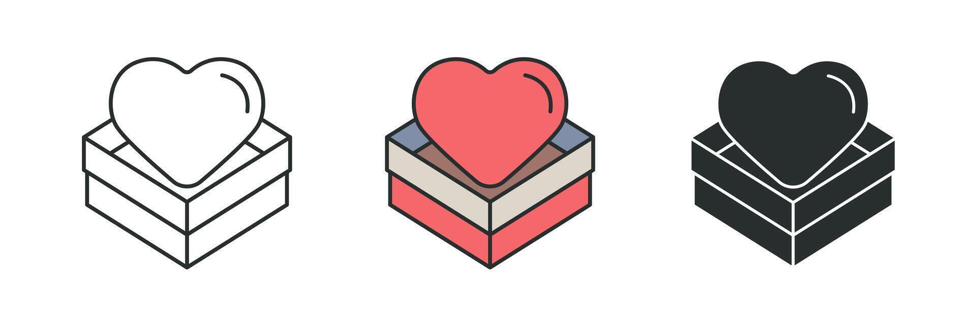 heart box chocolates Icon symbol illustration isolated on white background vector