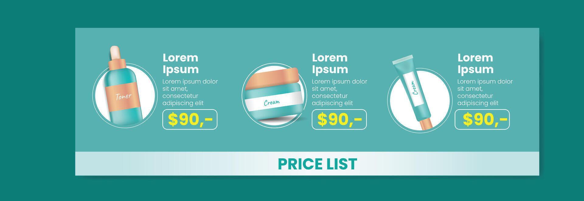 editable banner design for skin care and beauty product promotion with tosca background-04 vector