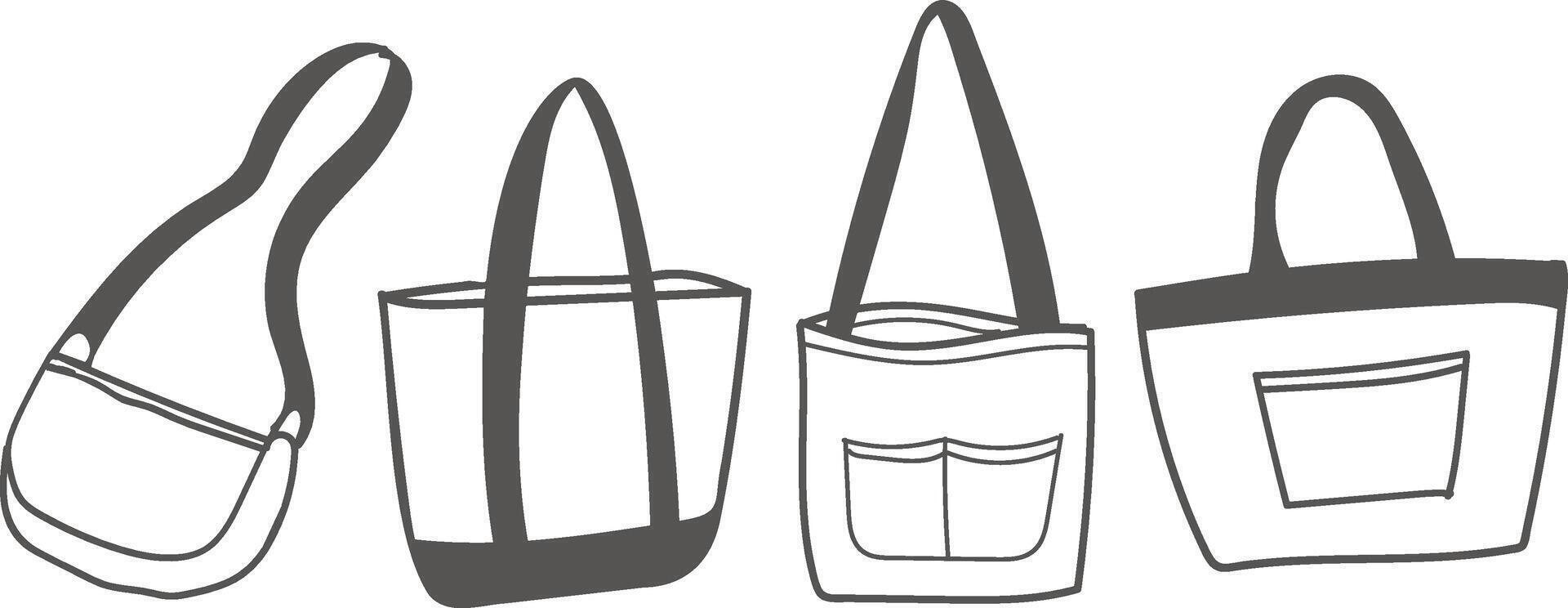 BAG ILLUSTRATION, totebag, canvas bag, doodle illustration vector