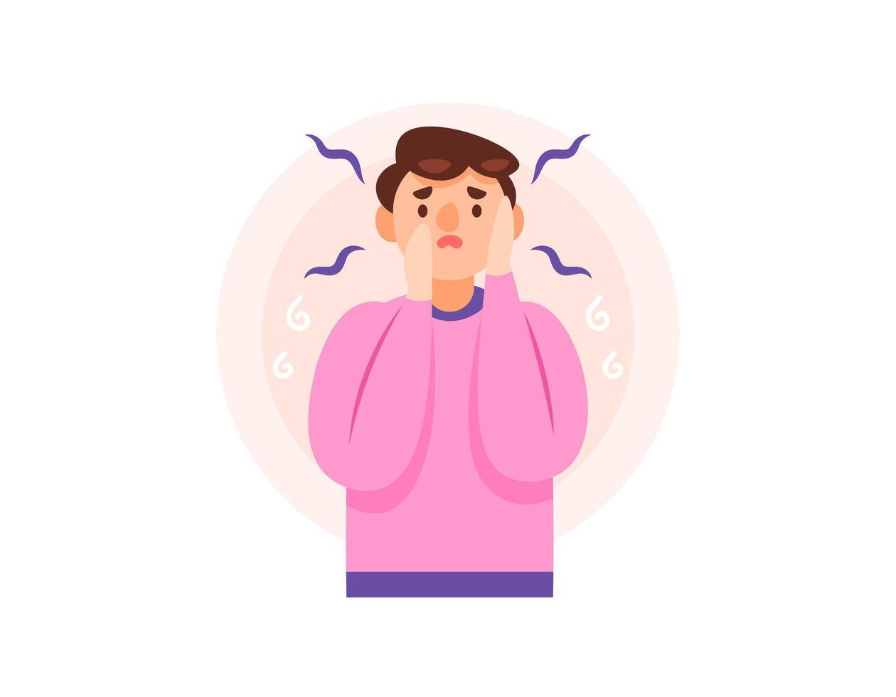 Illustration of a frightened and anxious man. very scared, excessively anxious, and worried. emotional distress. mental illness or disorder. the expression of people's faces. character illustrations vector