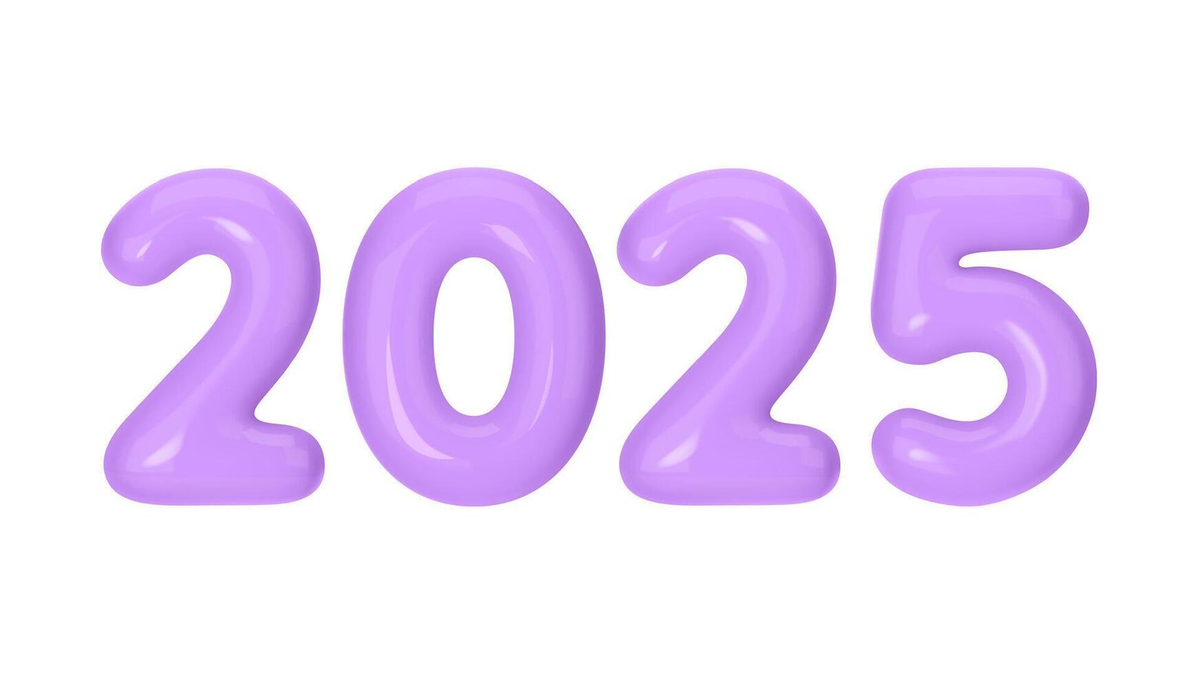 Happy New Year 2025 - 3D Render with Vibrant Violet Balloons. Illustration for Sale vector