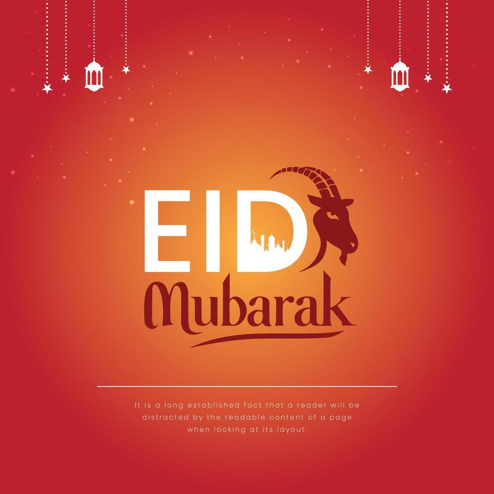 Eid Adha Mubarak Greeting Islamic Illustration Background vector