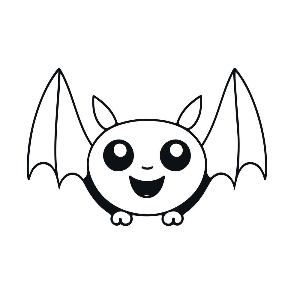 Bat black and white cartoon character design collection. White background. Pets, Animals. vector