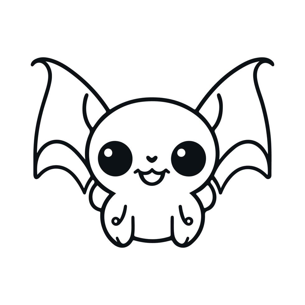 Bat black and white cartoon character design collection. White background. Pets, Animals. vector