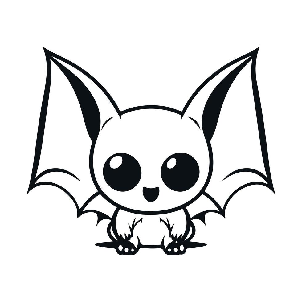 Bat black and white cartoon character design collection. White background. Pets, Animals. vector