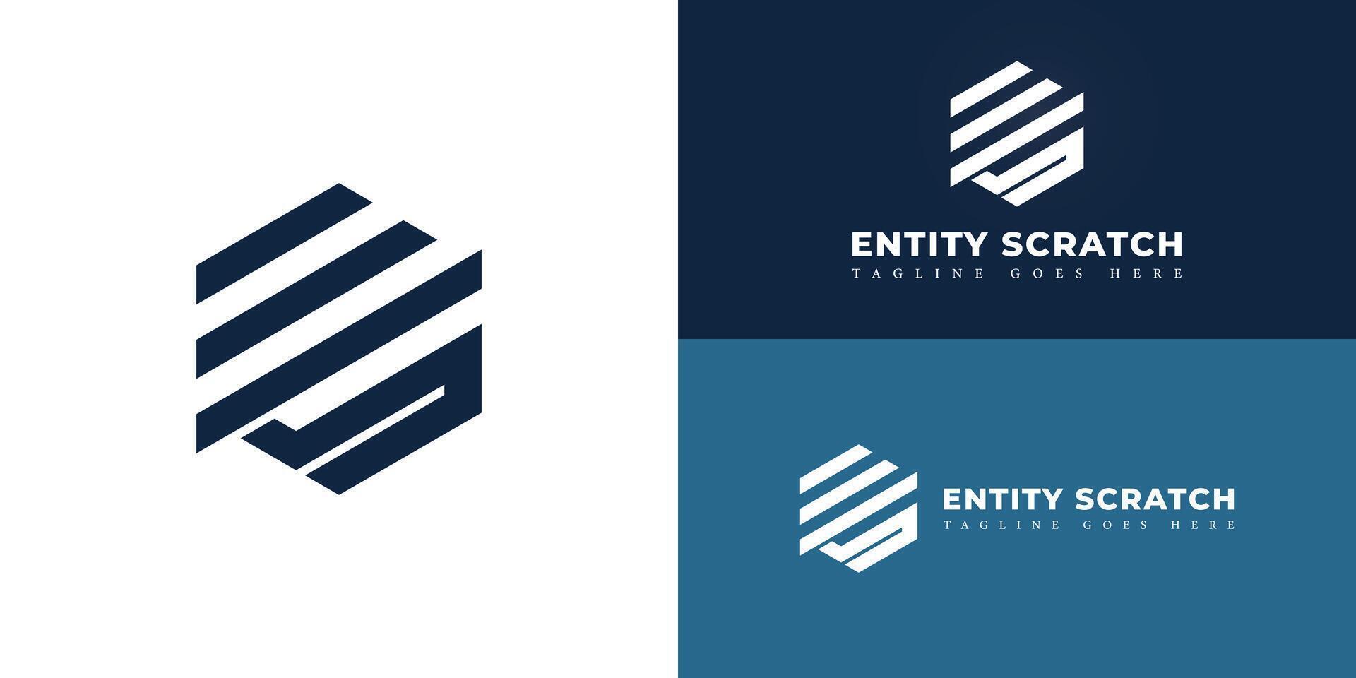 Abstract initial hexagon letter ES or SE logo in deep blue color isolated on multiple background colors. The logo is suitable for business and finance company logo design inspiration templates. vector