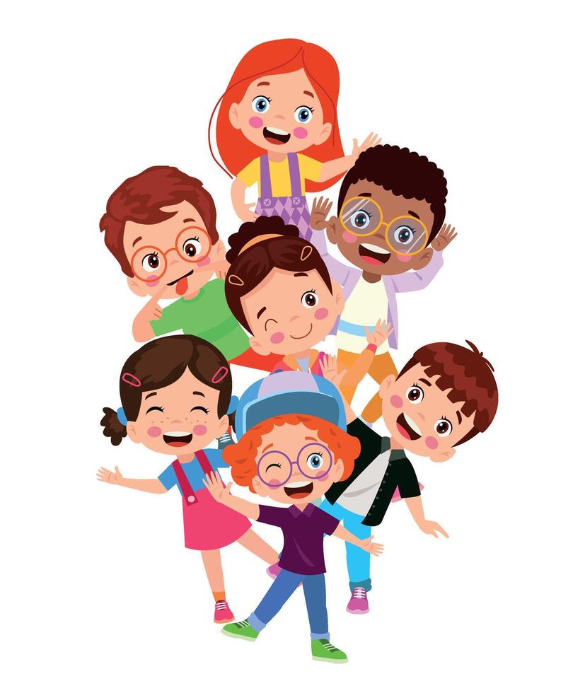 illustration of students in different postures vector
