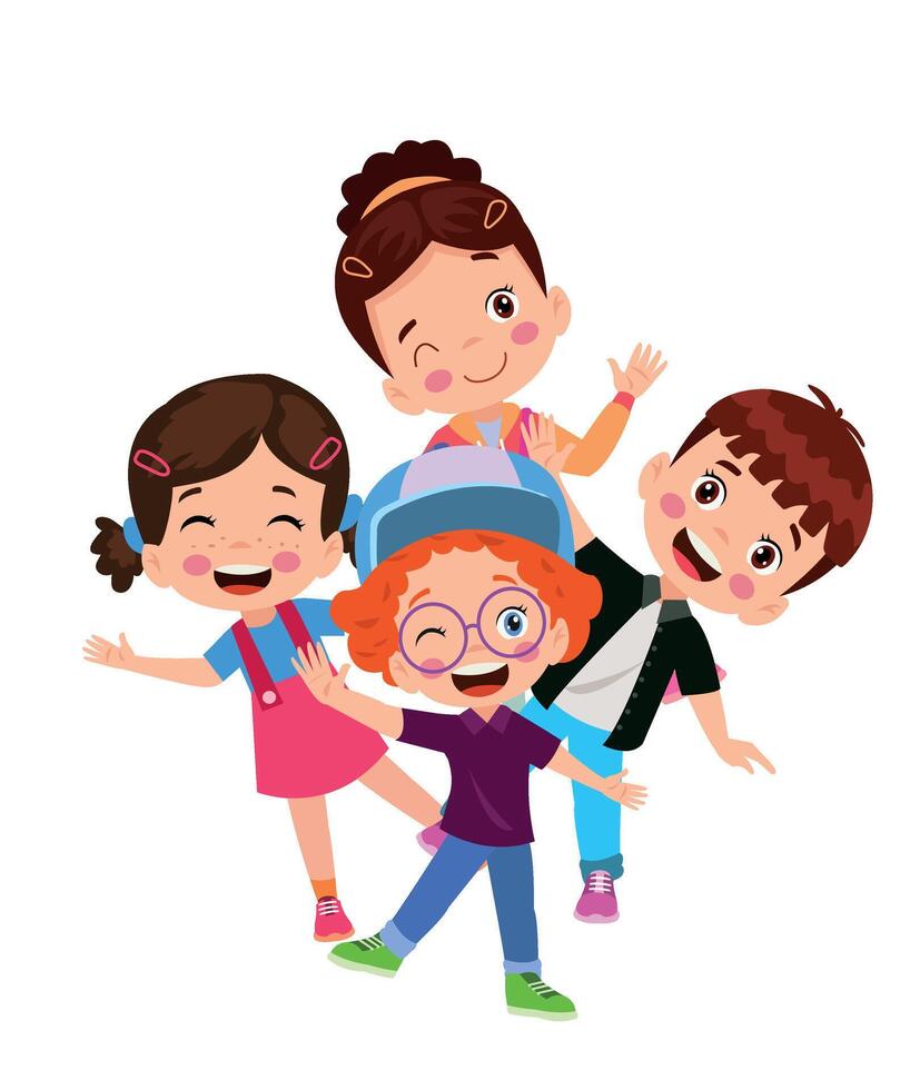 illustration of students in different postures vector
