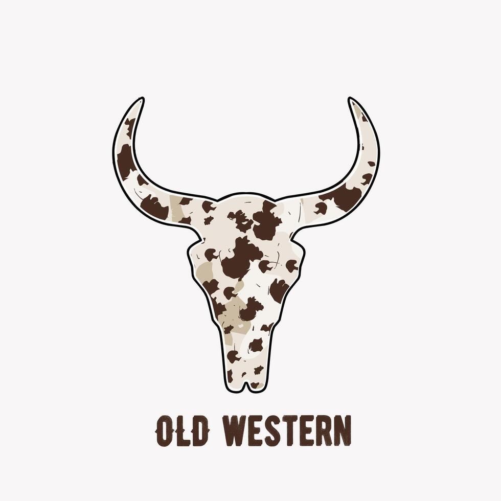 bull skull with cow pattern, old western symbol, perfect for print, apparel, stickers, etc vector