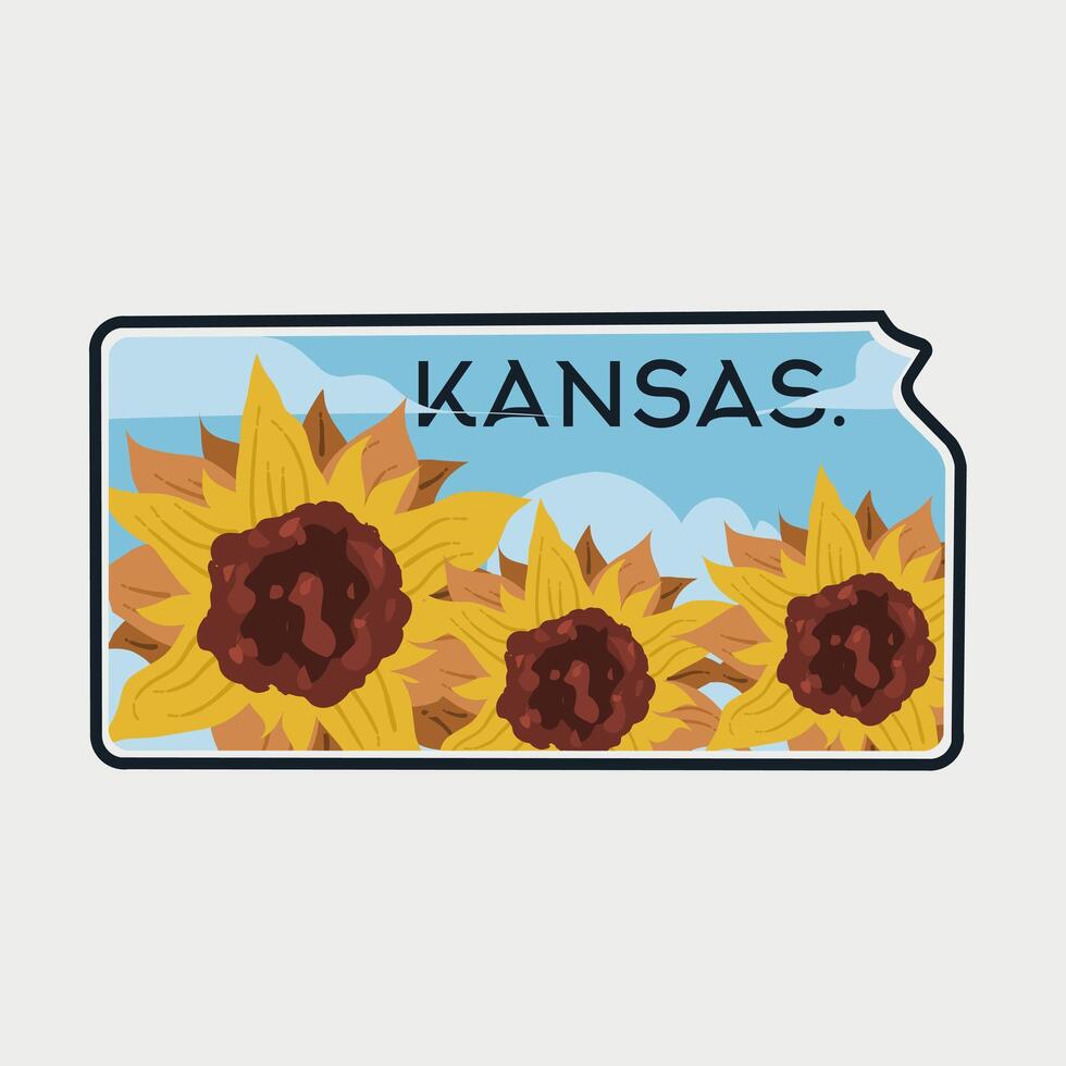 Kansas state with sun flower perfect for print, apparel, sticker, etc vector