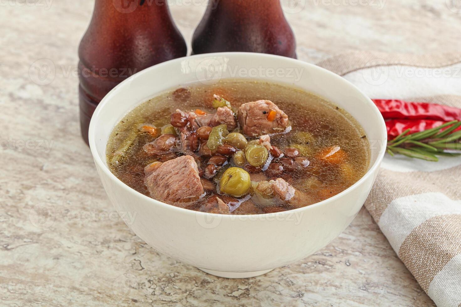 Soup with lentil and chicken photo