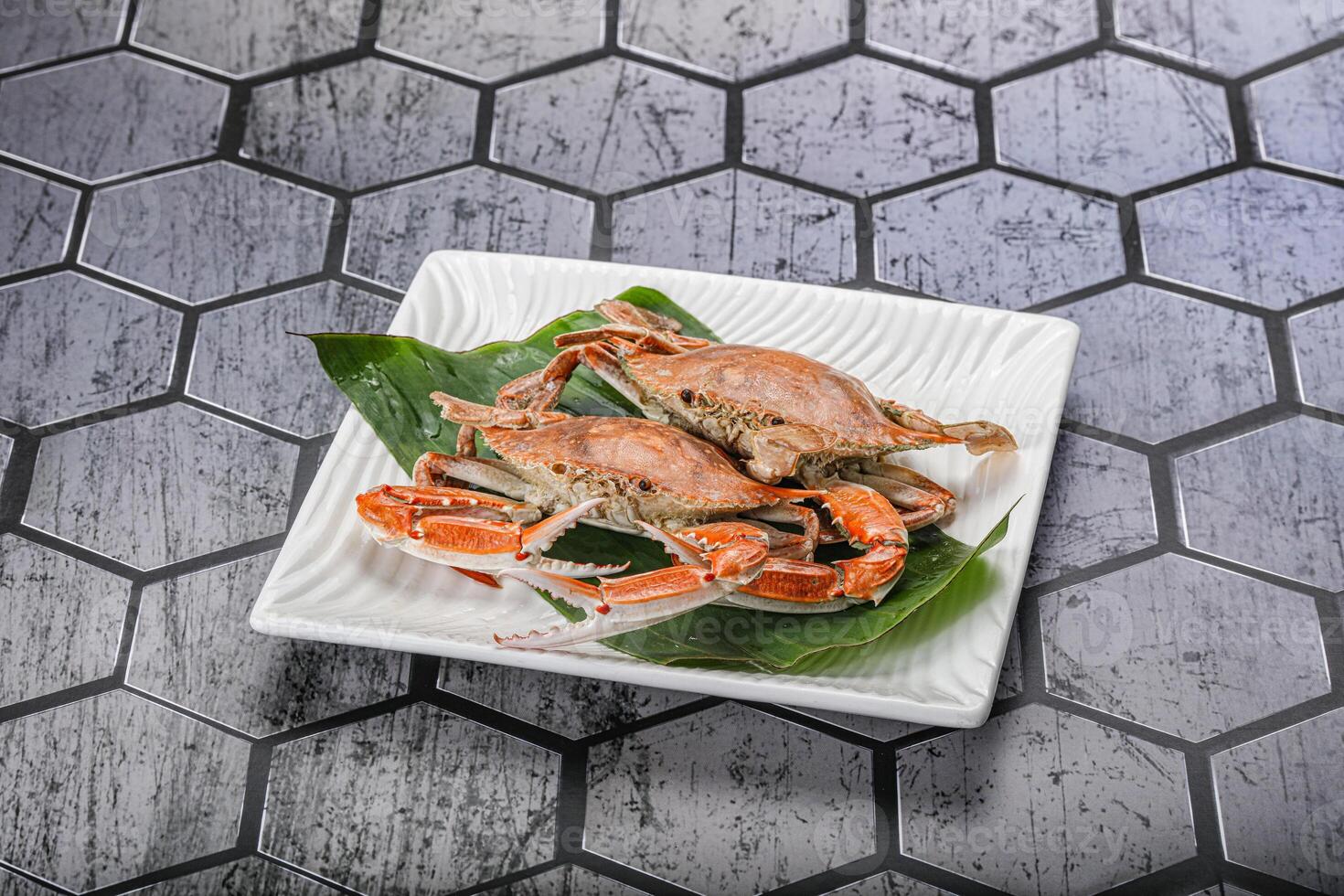Yummy boiled crab in the plate photo