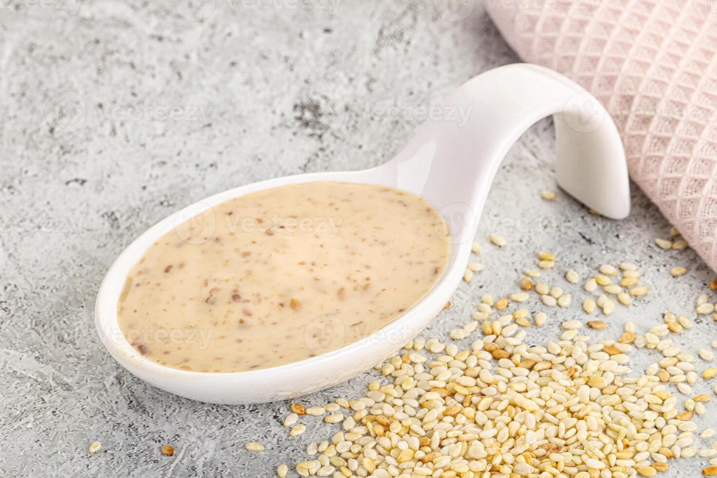 Sesame sauce in the bowl photo