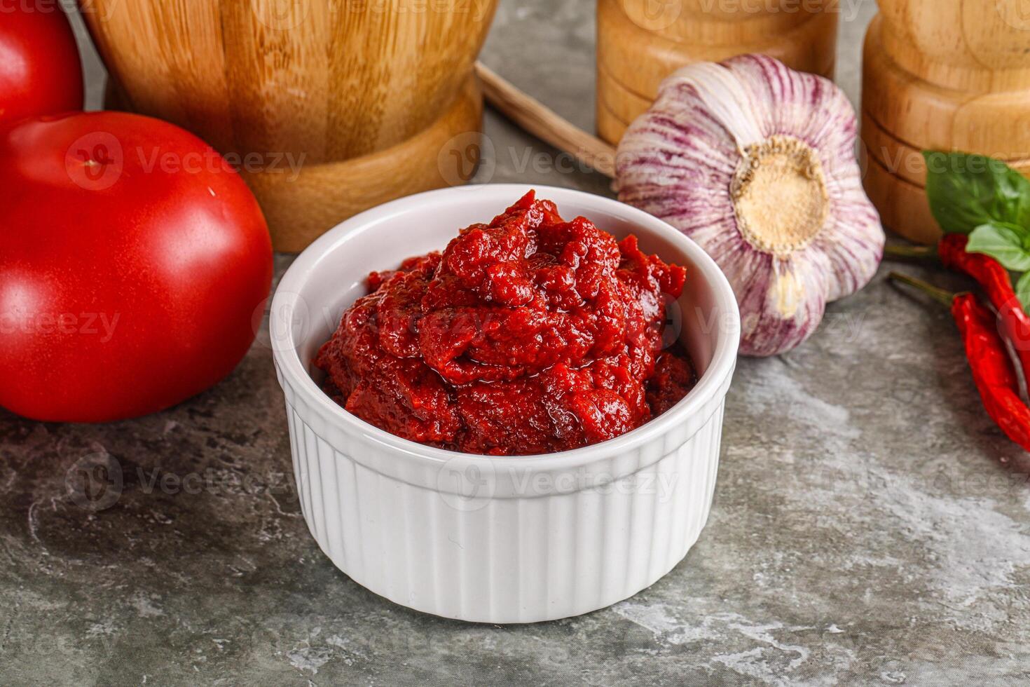 Natural organic red tomato paste photo