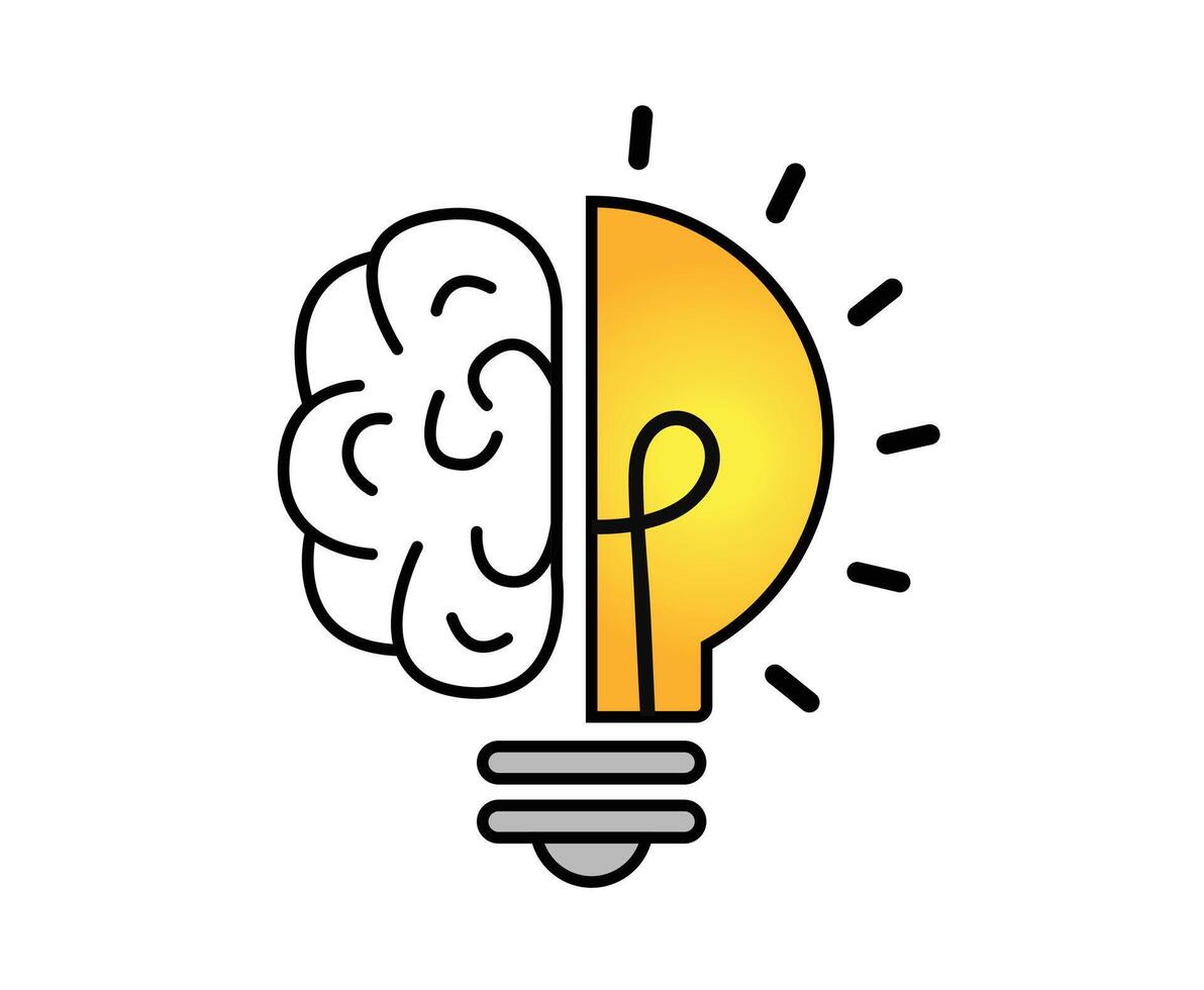 brain in light bulb icon, Creative idea and education concept, illustration vector