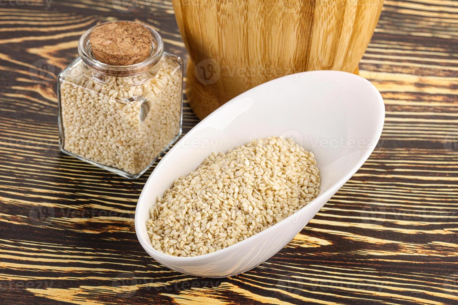 Sesame seeds heap in the bowl photo