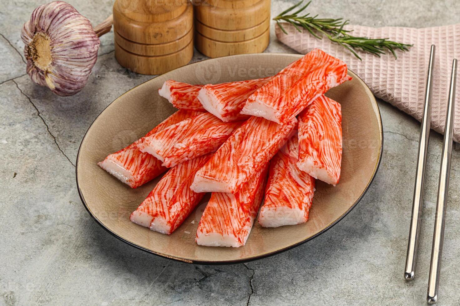 Crab meat stick surimi appetizer photo