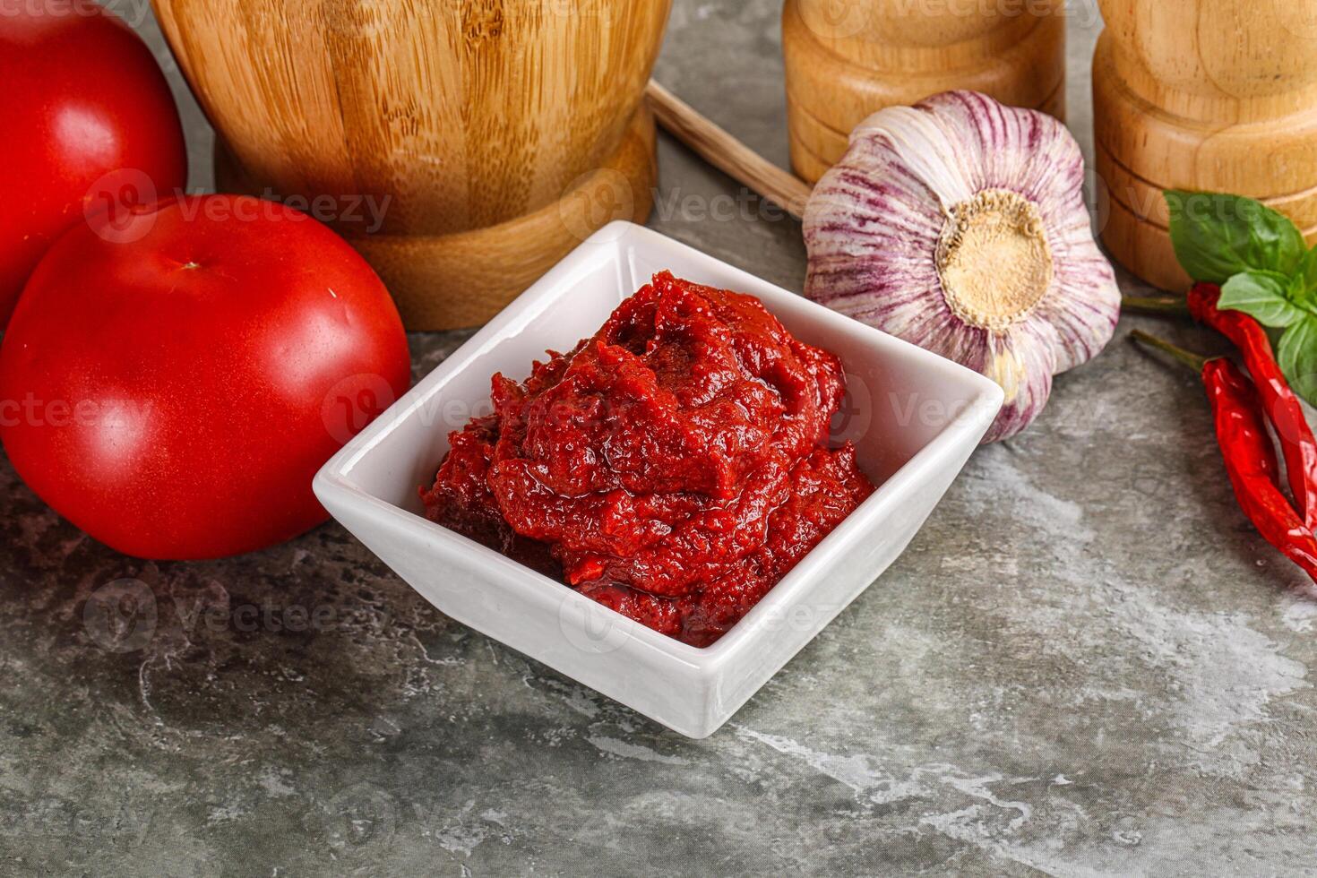 Natural organic red tomato paste photo