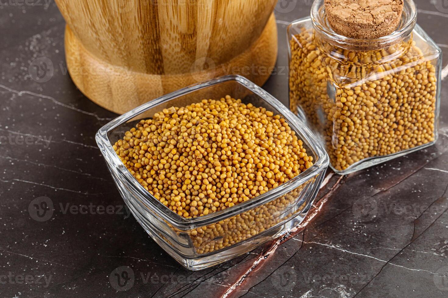 Mustard dry seeds in the bowl photo
