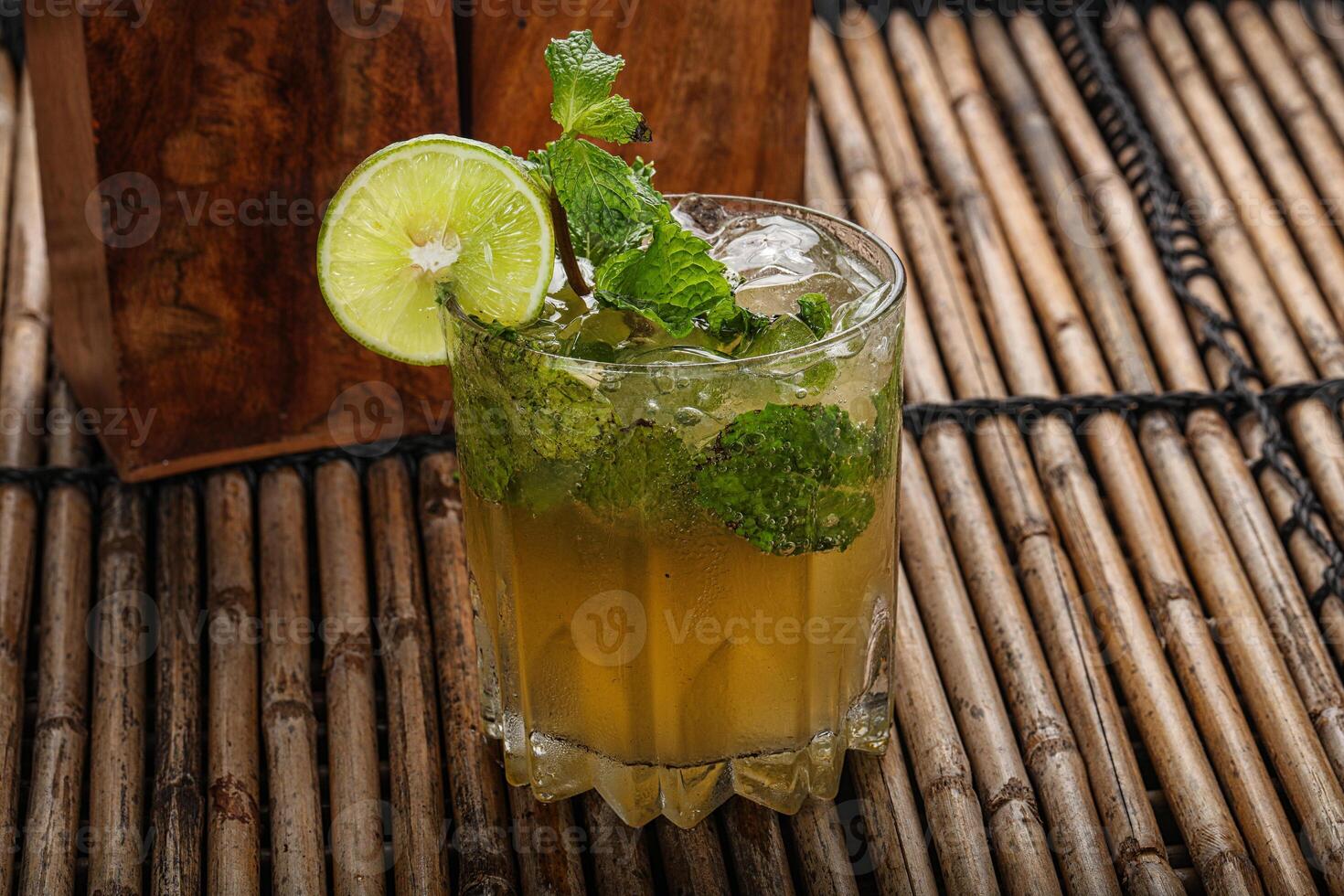 Mojito cocktail with lime and mint photo